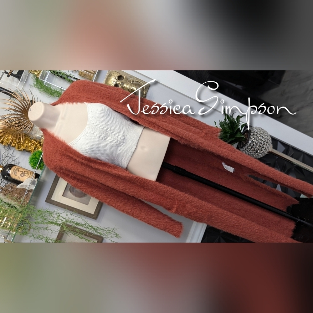 Jessica Simpson Burnt Orange Faux Fur Cardigan XS-SM